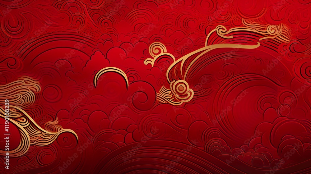 Wall mural chinese traditional background design with abstract pattern in red background chinese red textured p