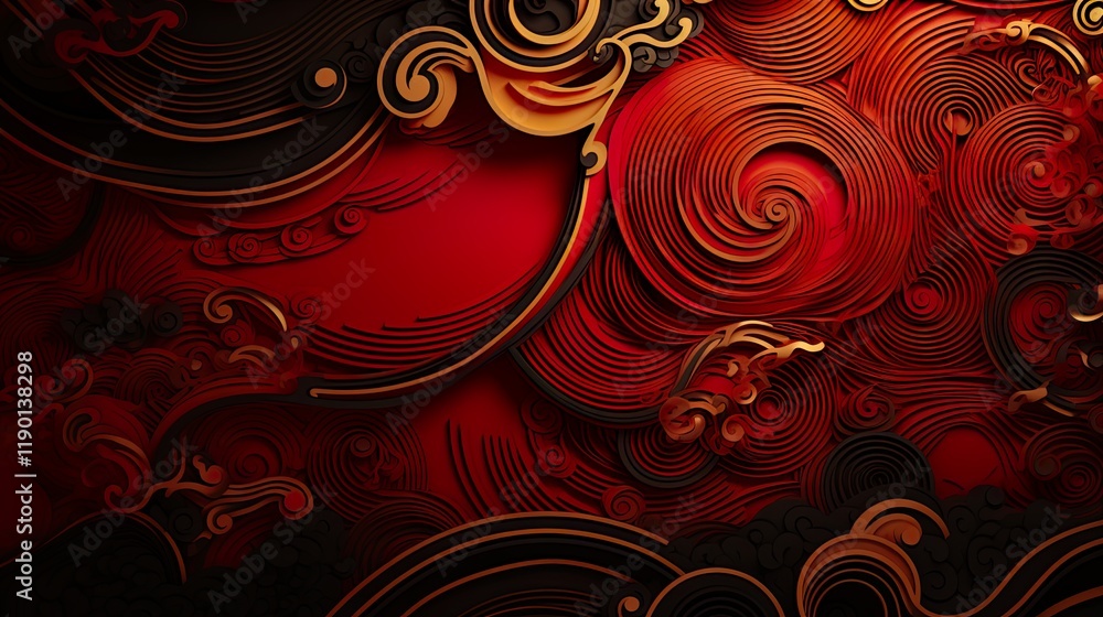 Wall mural chinese traditional background design with abstract pattern in red background chinese red textured p