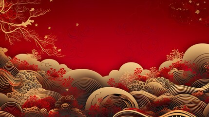 Chinese traditional Background design with abstract pattern in red Background Chinese red textured pattern