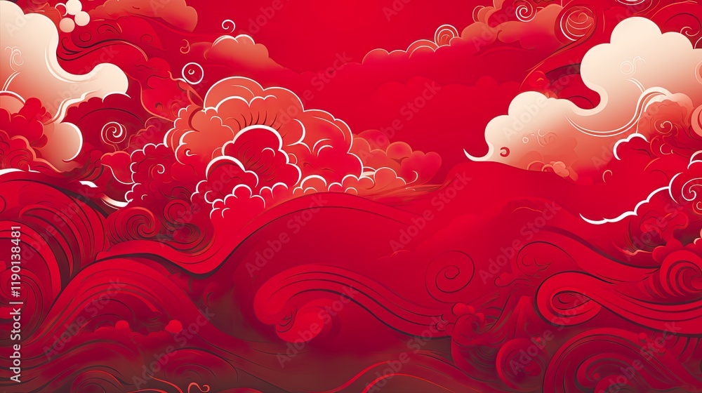 Wall mural chinese traditional background design with abstract pattern in red background chinese red textured p