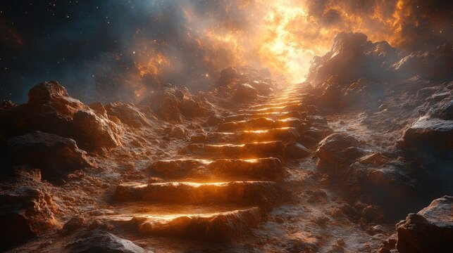 stairway to heaven with copy space jacob had a dream in which he saw a stairway resting on the earth with its top reaching to heaven genesis 28