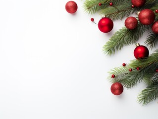 Christmas decorations on background Flat lay top view copy space.
