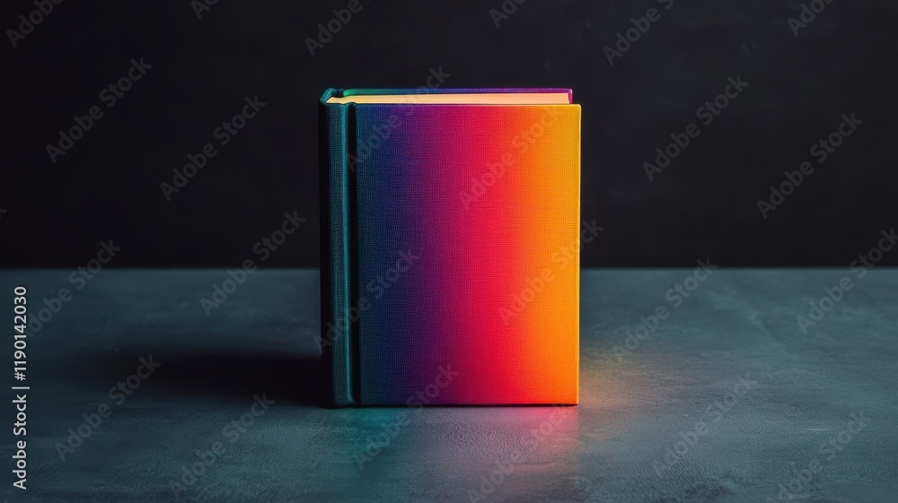 Poster creative colorful book design on dark surface artistry display minimalist environment close-up view