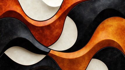 Obraz premium Abstract Brown, Black and Beige Wave Pattern Background
