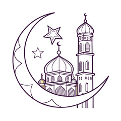 Elegant Black and White Mosque Silhouette