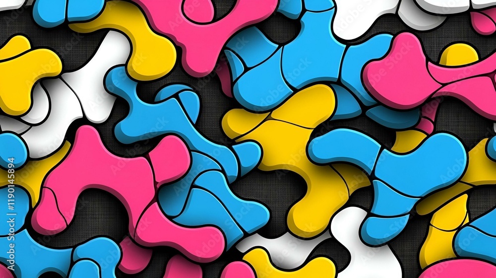 Poster vibrant abstract shapes, a seamless pattern of diverse colorful geometric forms creating a dynamic a