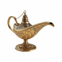 abstract 3d Vintage lamp of Aladdin in old style Isolated on a white background