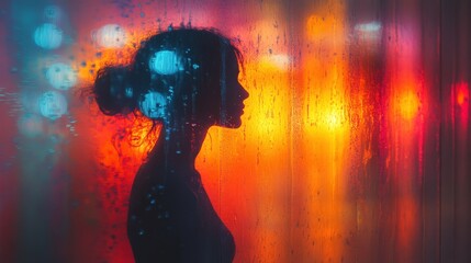 transcendence through color and light silhouettes of women praying glitched image vibrant colors