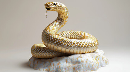 Fototapeta premium Artistic Representation of a Golden Snake on Stone