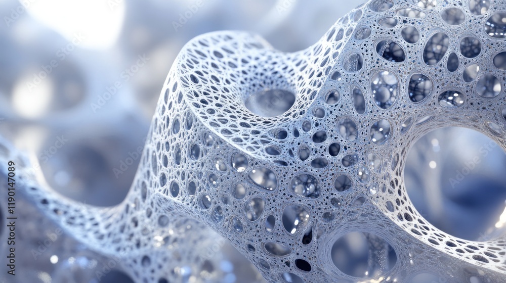 Aufkleber abstract 3d render: intricate cellular structure in cool hues