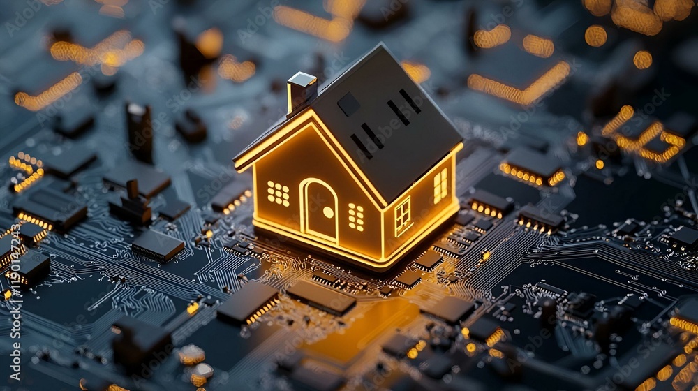 Poster smart home automation icon, a sleek design showcasing advanced technology, seamlessly integrating va