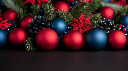 Obraz premium a christmas tree close up with colorful o-rings instead of christmas balls - christmas athmosphere, iperealistic shot,