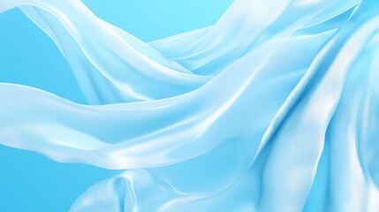 Obraz premium Light Blue Fabric Draped Softly in Gentle Waves