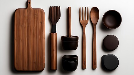 Elegant Bamboo Kitchen Utensils and Accessories