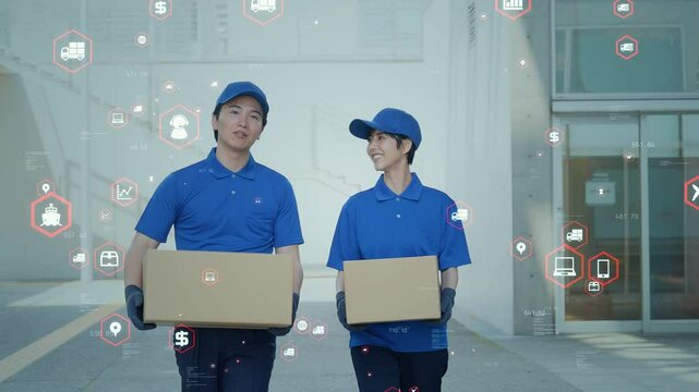 logistics, transportation, traffic, technology, tech, delivery, postal, shipping, e-commerce, ec site, business, worker, data, network, iiot, ict, luggage, staff, future, cyber, traceability, japanese