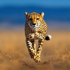 [Fastest land animal in desert landscape] Solitary Cheetah in Action Desert Landscape, Speed & Survival