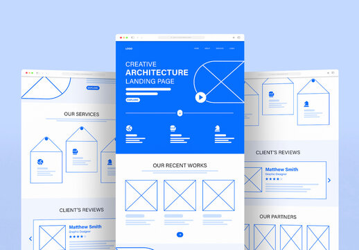 Architecture Landing Page Wireframe Layout