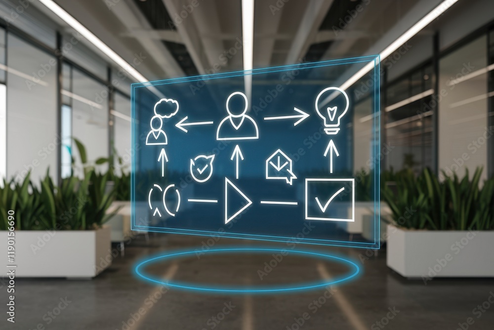 Poster interactive workflow diagram shows business process flow