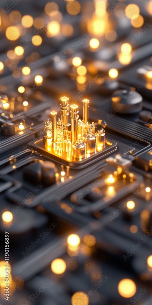 Poster ai-controlled gas refinery systems future innovations in energy industry high-tech environment macro