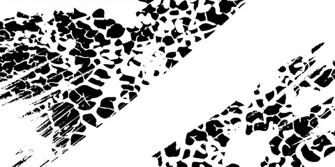 Tire tread marks, wheel textures, tire marks - car racing, motocross, drift, rally, off-road and others. Vector black isolated texture in grunge style © VIRAL