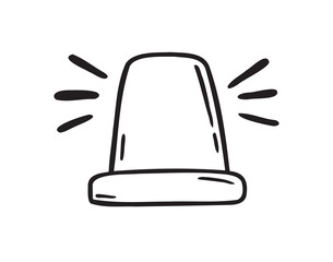 Siren light doodle hand drawn icon. Outline drawing siren light line clipart symbol