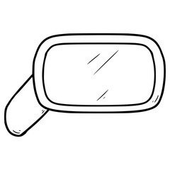 side rear view mirror illustration hand drawn outline vector