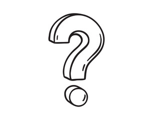 question mark, symbol of thoughts, a sketch by hand in a vector format