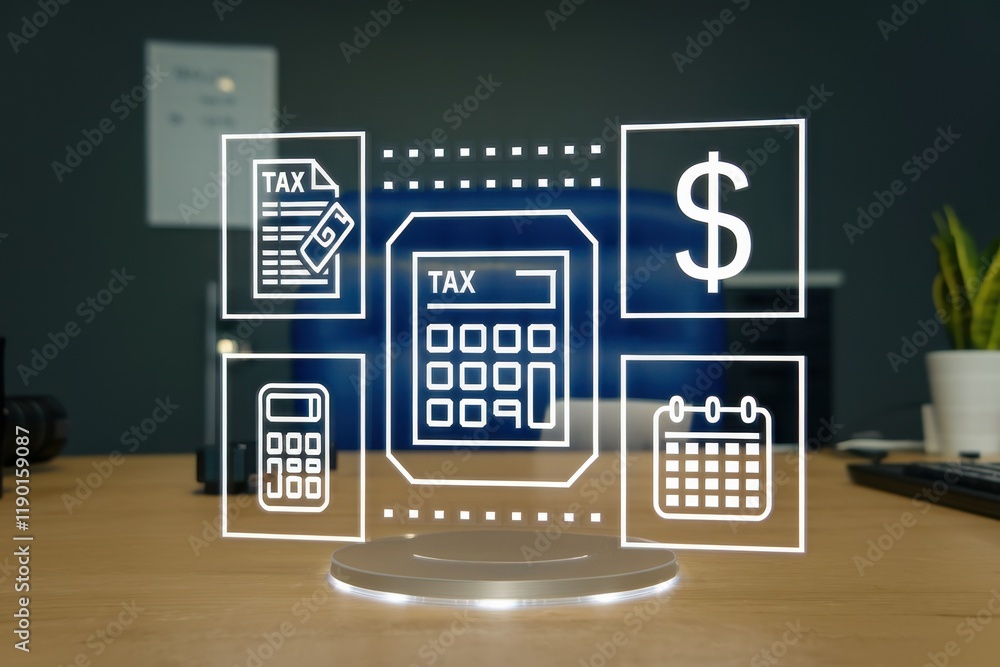 Poster digital tax calculation system interface display