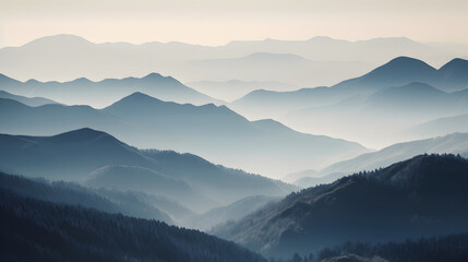 Fototapeta premium a view of mountains and trees from a hill
