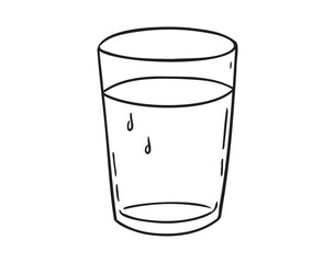 glass of water doodle hand drawn icon. Outline drawing glass of water line clipart symbol