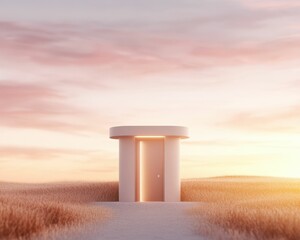 Innovative hydrogen station concept for rural areas futuristic design open landscape modern architecture energy sustainability