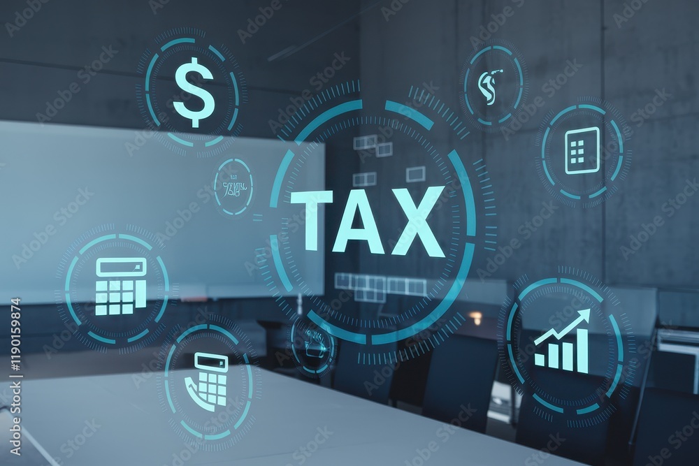 Aufkleber digital tax system interface showing financial data