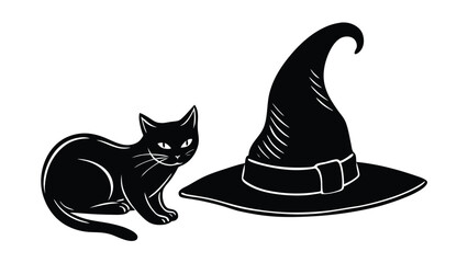 Witch Hat with a Black Cat
