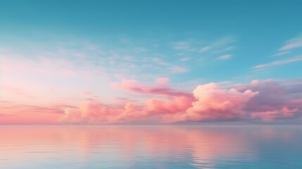 Fototapeta premium Pink Clouds Reflecting on Calm Ocean Water