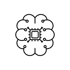 AI brain icon Outline thin set