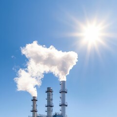 Organized activity at a refinery plant industrial site photography daylight aerial view steam emission dynamics for seo impact