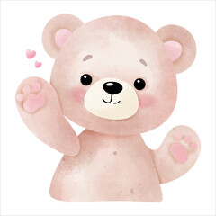 Adorable Teddy Bear Waving with Love