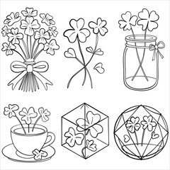 Clover-Themed Decorative Coloring Page Set