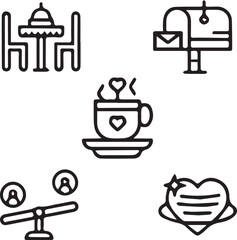 Valentine’s Day 2025 Vector design icon symbol set,Romance,Engagement,Romantic,February 14,Proposal,Candlelight vector set