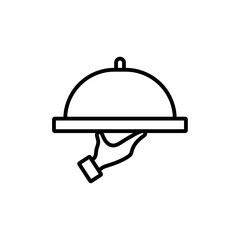 Hand holding tray icon Outline thin set