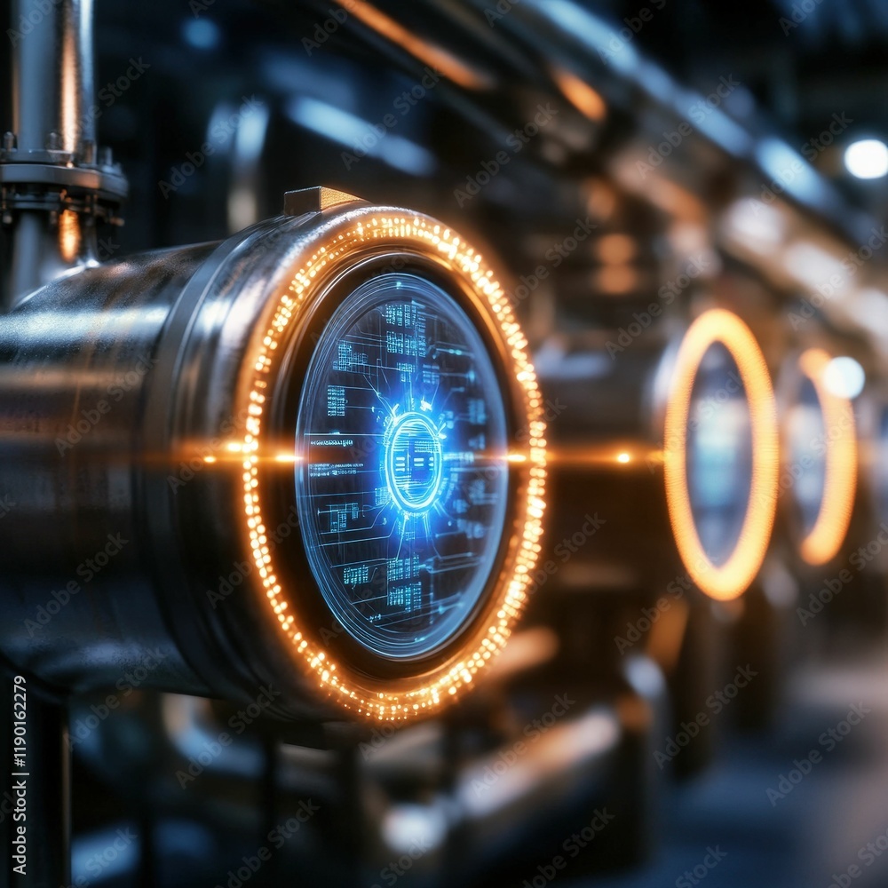Poster gas processing facility with digital monitoring systems industrial site technology showcase high-tec