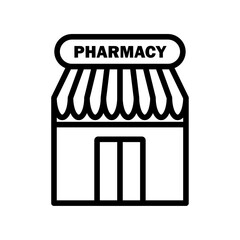 Pharmacy icon Outline thin set