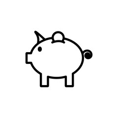 Piggy bank icon Outline thin set