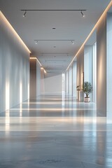 Modern Art Gallery Featuring Spacious White Walls and Subtle Lighting Suitable for Exhibitions or Installations