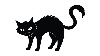 Spooky Black Cat with Arched Back