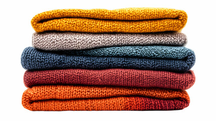 Stacked autumn sweaters, studio shot, textile