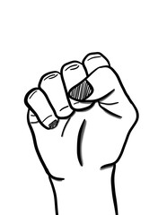 fist hand illustration in black and white