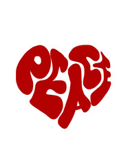 peace sign illustration with heart pattern in red