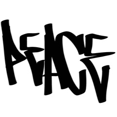PEACE word sprayed graffiti in black