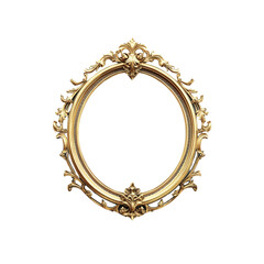 Elegant Oval Gold Frame, Baroque Style, Isolated on Black